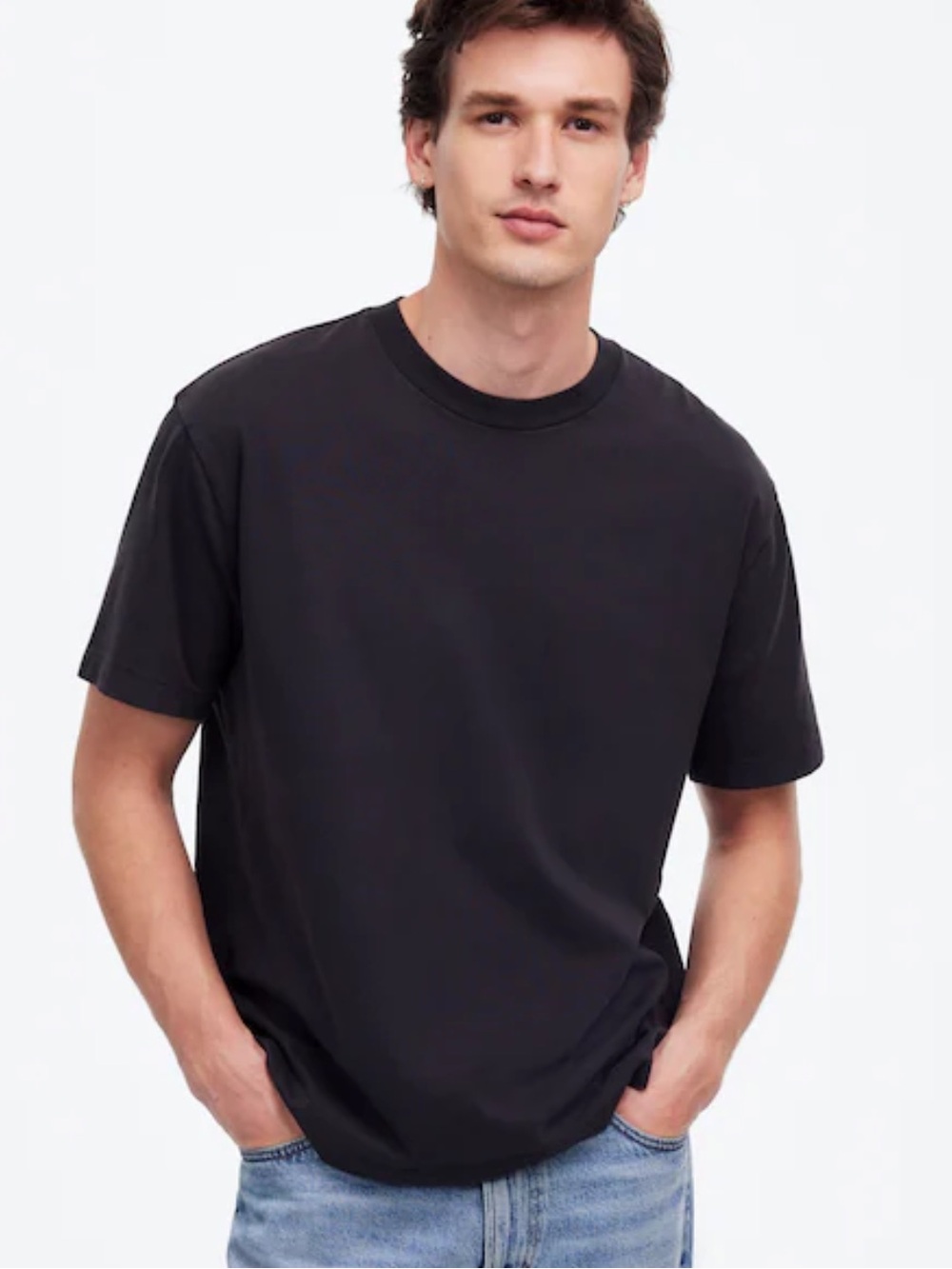 Madewell Men's The Vintage Tee in Almost Black Breathable Cotton NWT Size Small